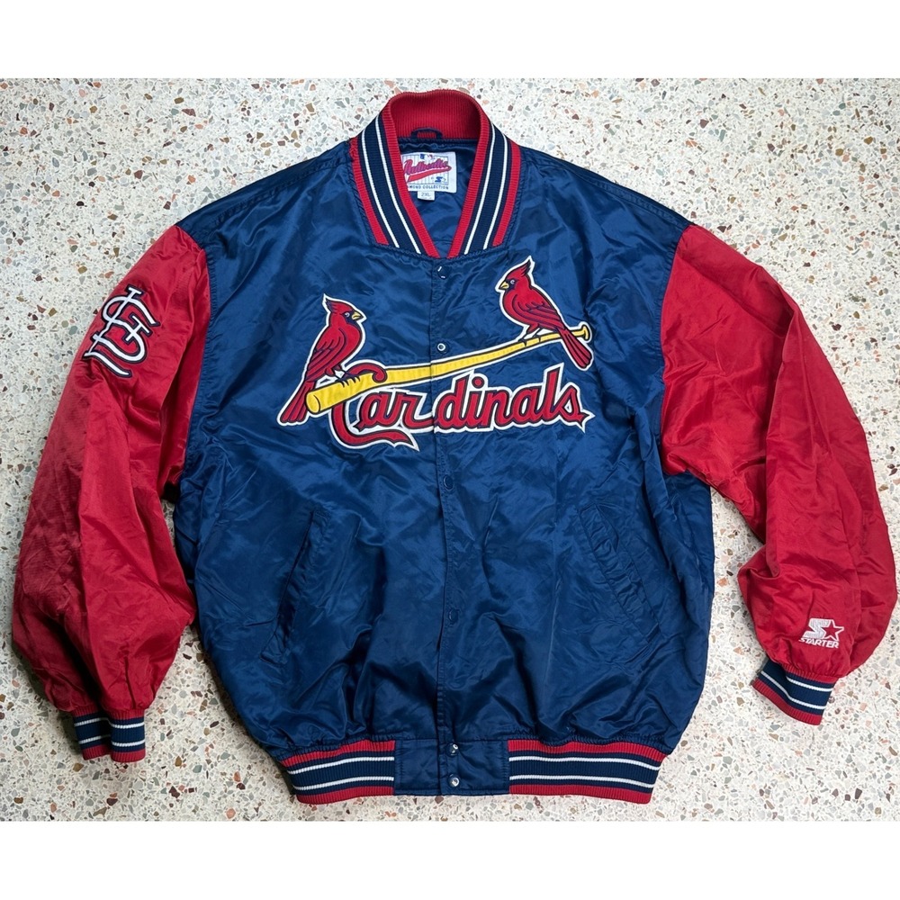 Starter Diamond Collection Vtg MLB St Louis Cardinals Bomber Jacket Size 2XL‎